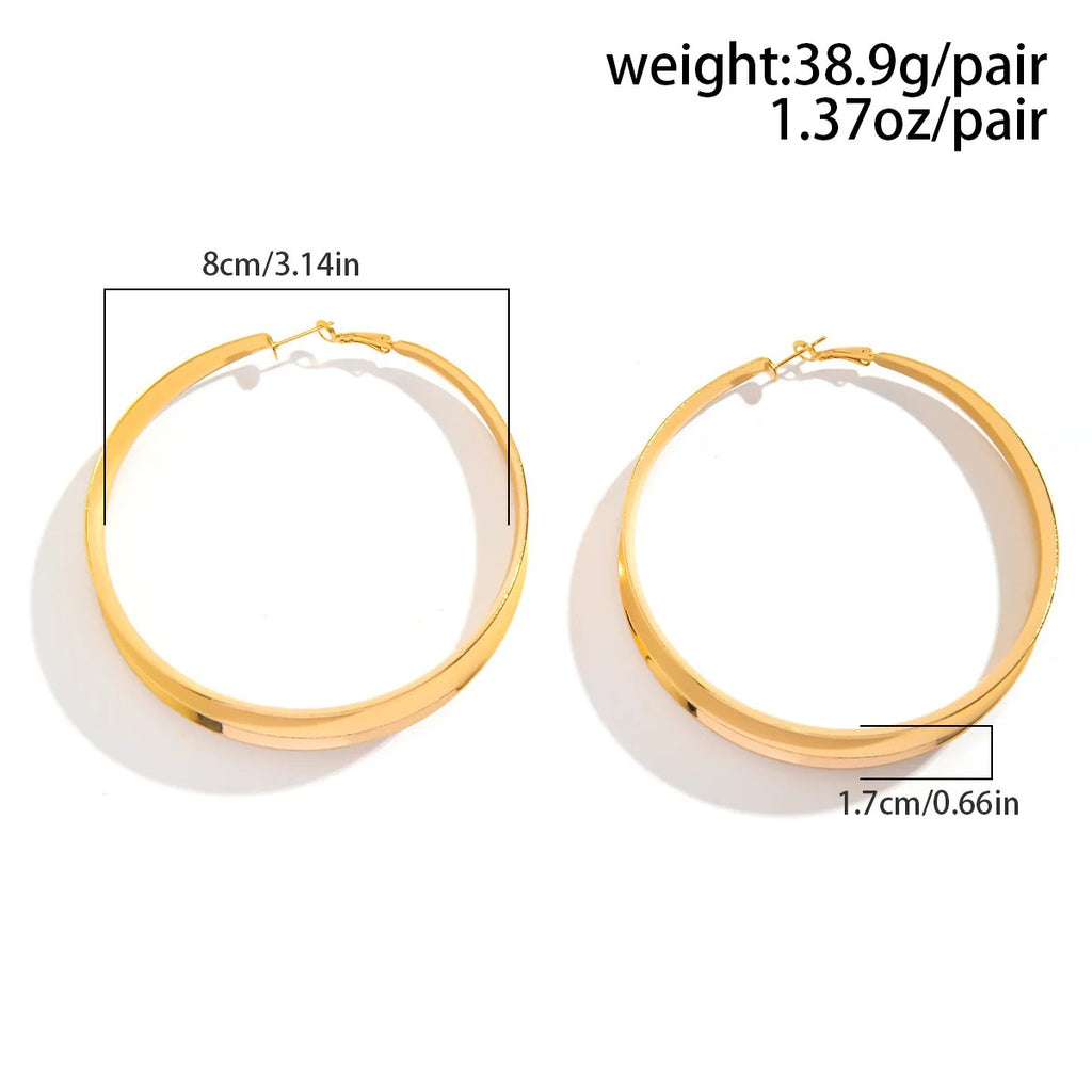 Exaggerated Big Hollow Out Round Hoop Earrings for Women Fashion Circle Shape Ear Rings Ladies Jewelry Gifts Festival ﻿